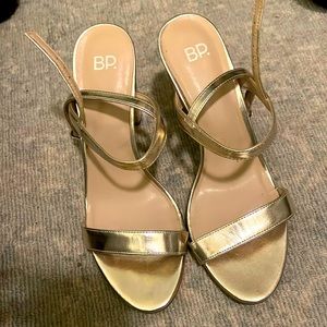 Cute gold heels! Worn once! Great condition